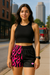 RF Wear Women's Split Flame Shorts - Black/Hot Pink - Model Front View