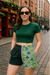 RF Wear Women's Split Shamrock Pocket Shorts - Black/Green - Model Front View