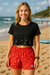 RF Wear Women's Star Shorts - Red - Model Front View