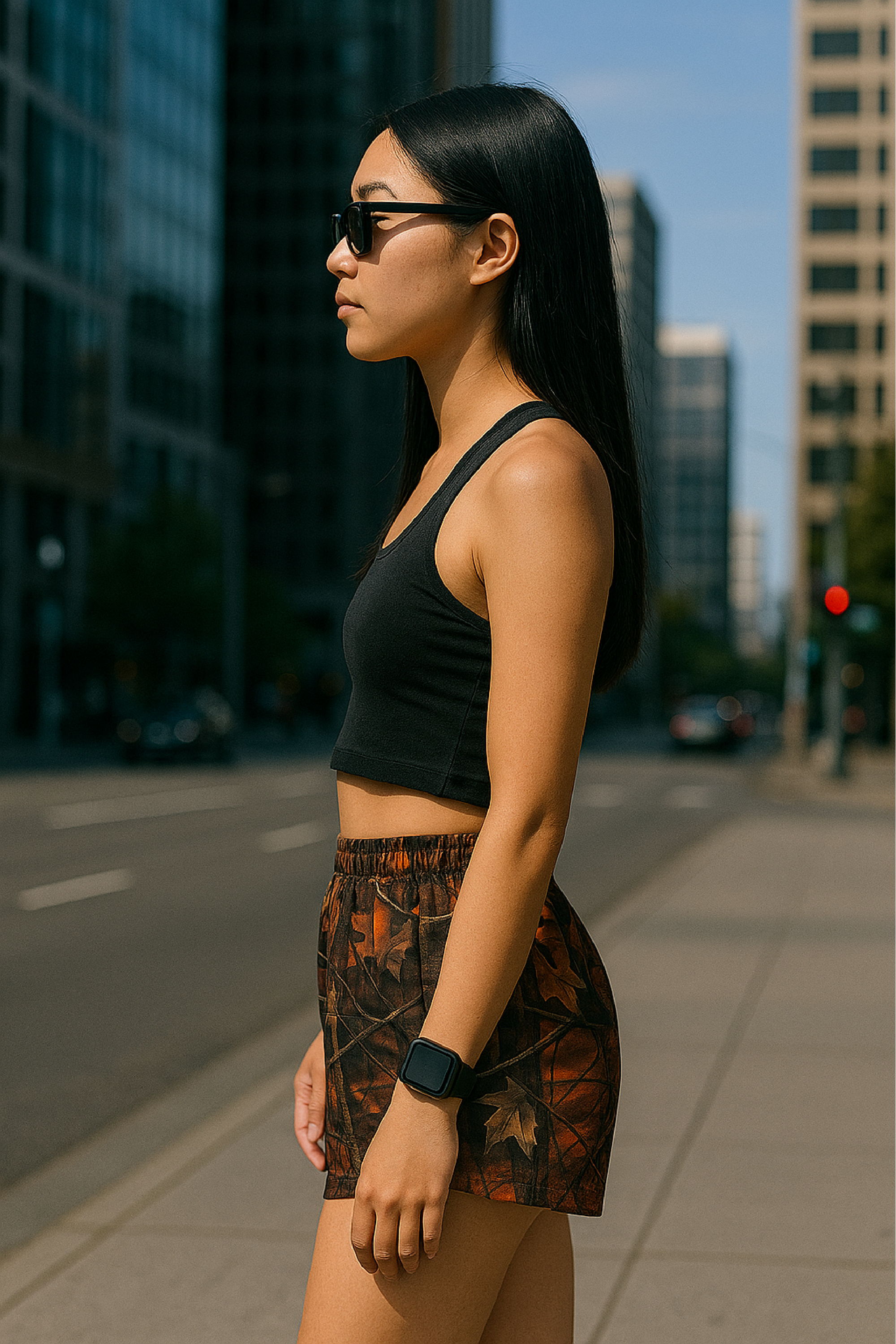 RF Women&#39;s Tree Camo Shorts - Sunset - Side