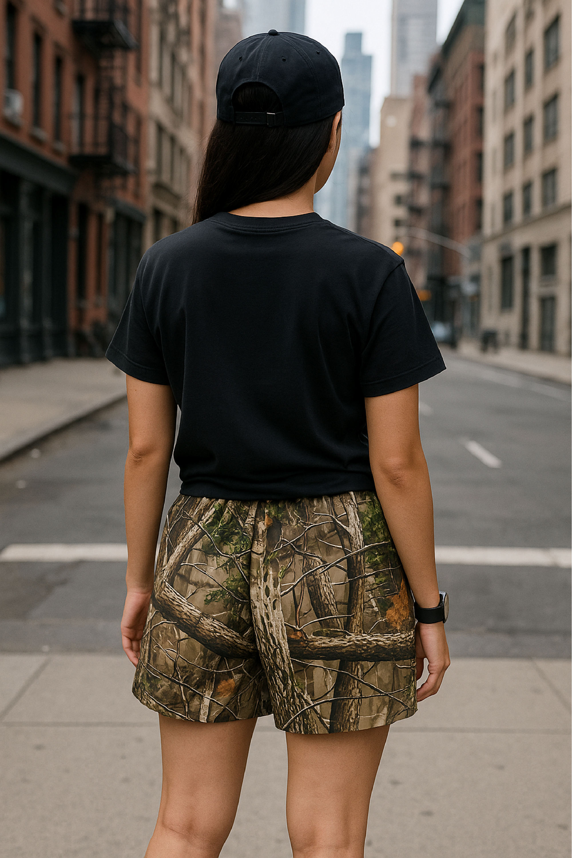 RF Wear Women&#39;s Tree Camo Shorts - Tan - Back