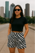 RF Wear Women's Animal Print Pocket Shorts - Zebra - Black/White - Model Front View