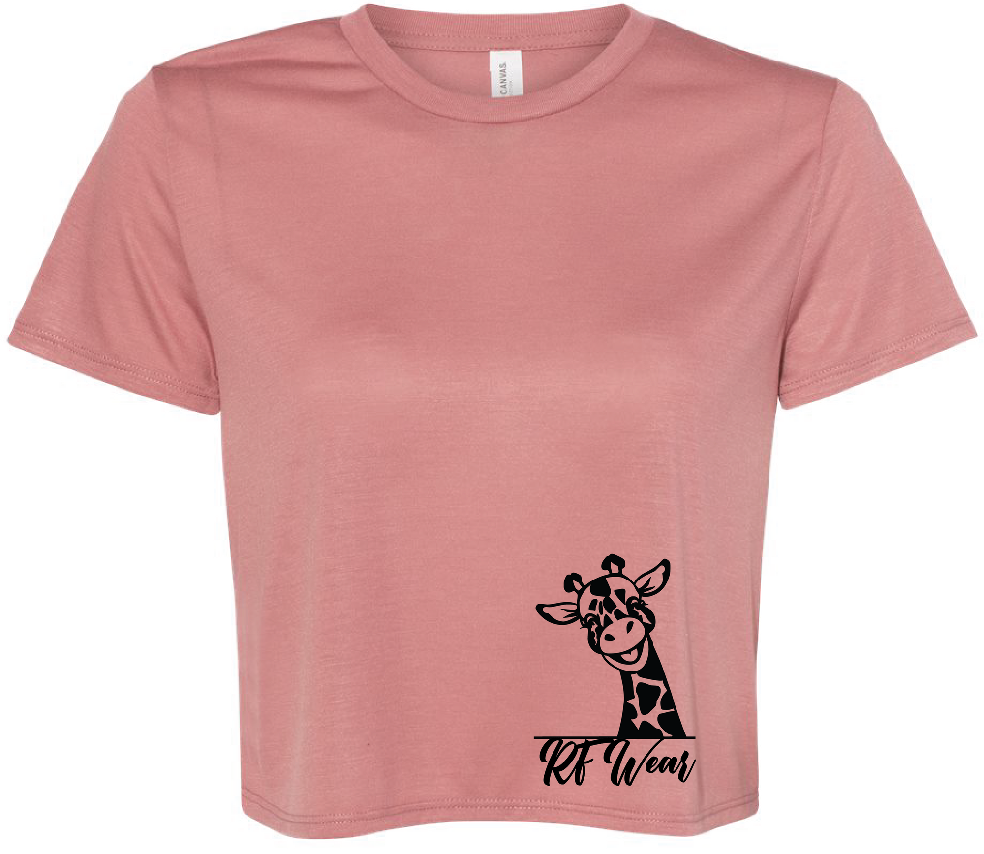 RF Wear Women's Cropped Flowy Giraffe T-Shirt Mauve Made in USA
