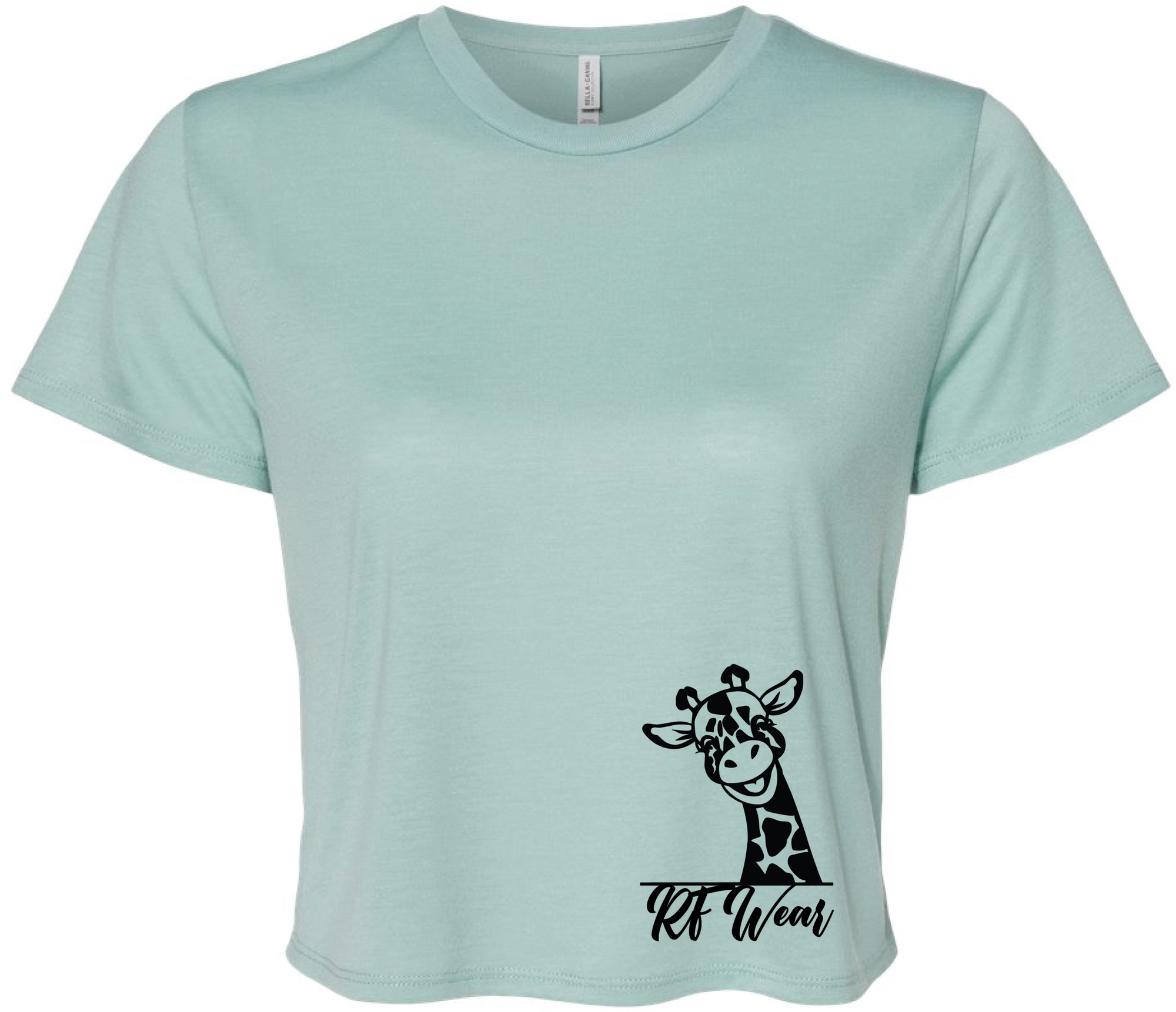 RF Wear Women's Cropped Flowy Giraffe T-Shirt Mint Made in USA
