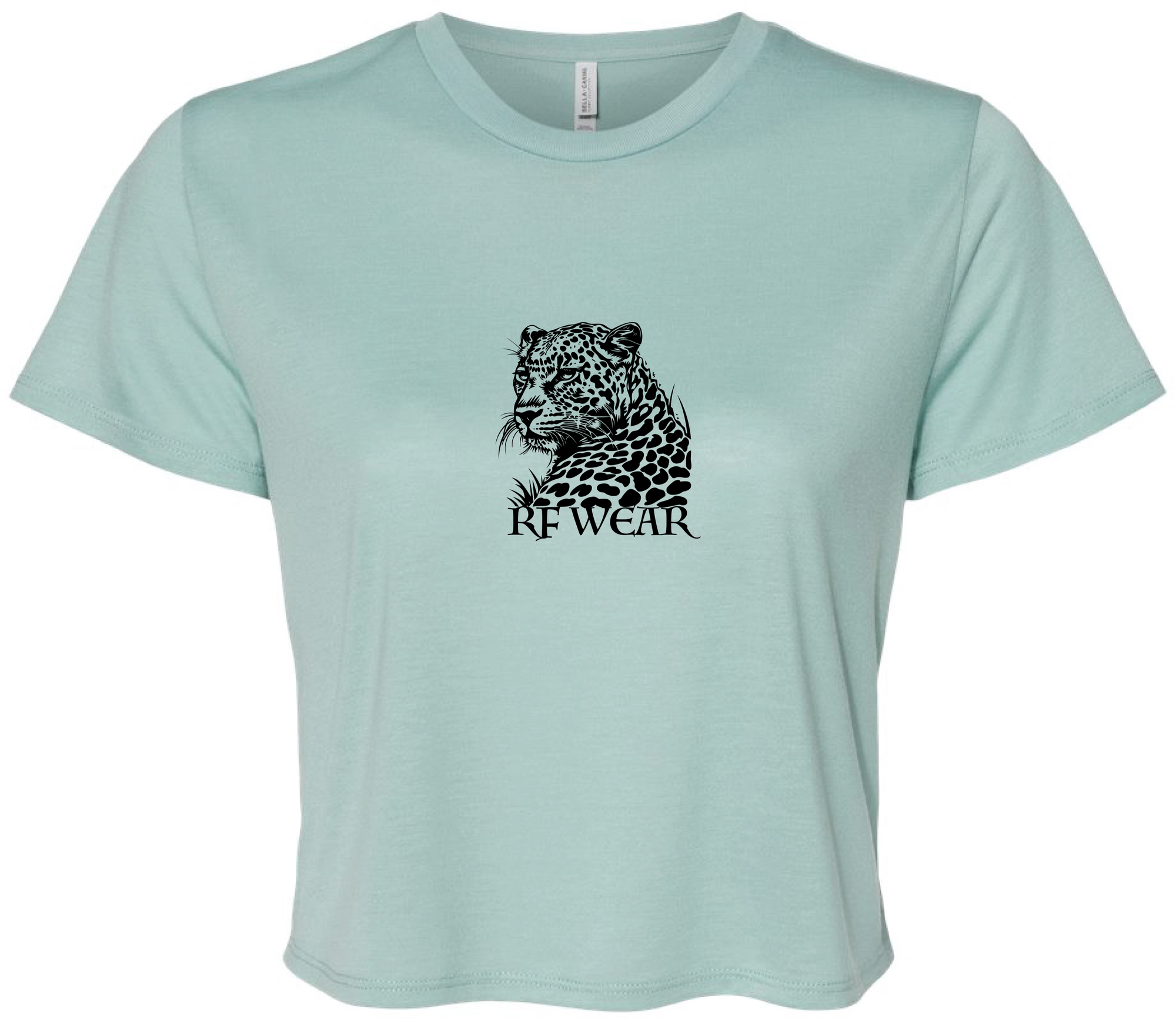RF Wear Women's Cropped Flowy Leopard T-Shirt Mint Made in USA