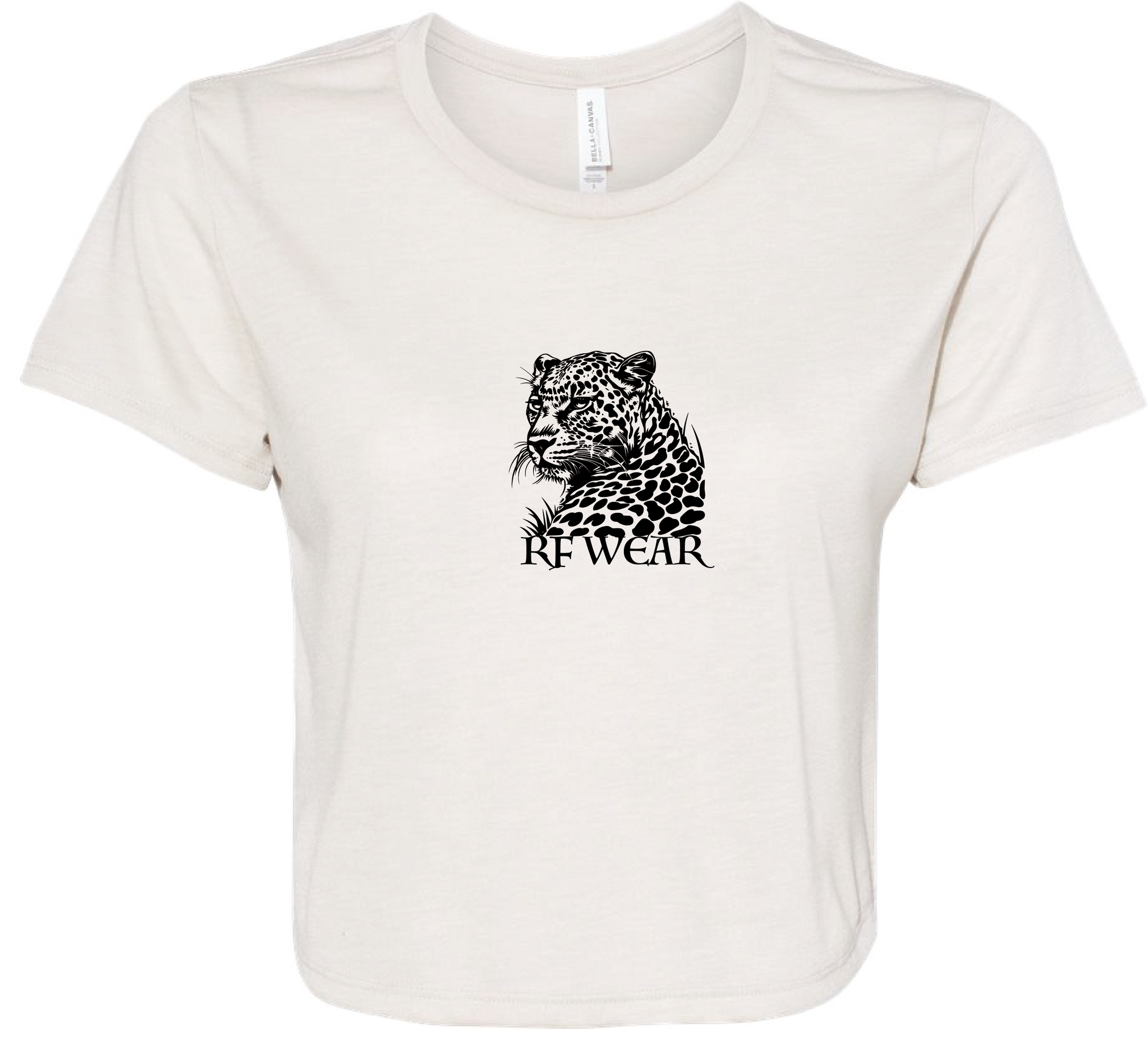 RF Wear Cropped Flowy Leopard T-Shirt Natural Made in the USA
