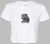 RF Wear Women's Cropped Flowy Leopard T-Shirt White Made in USA