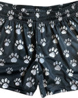 RF-Wear Women's Animal Print Shorts - Paw Prints in Black/Grey
