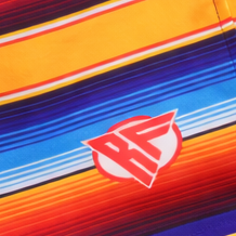 Close-up of RF-Wear Women's Baja Shorts in Multicolors with RF logo