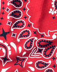 Close-up of RF-Wear Women's Bandana Shorts in Red
