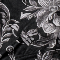 Close-up of RF-Wear Women's Baroque Short in Black with RF logo
