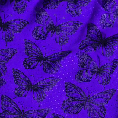 Close-up of RF-Wear Women's Butterfly Shorts in Purple/Black