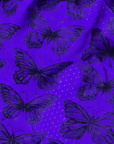 Close-up of RF-Wear Women's Butterfly Shorts in Purple/Black
