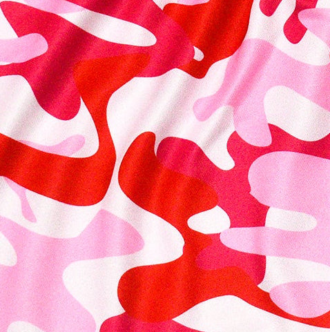 Close-up of RF-Wear Women's Camo Shorts - Pink/Red 