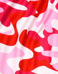 Close-up of RF-Wear Women's Camo Shorts - Pink/Red 