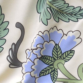 Close-up of RF-Wear Women's Carnation Shorts - Cream/Blue 