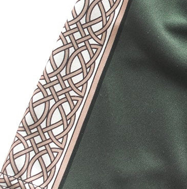 Close-up of RF-Wear Women's Celtic Cross Trim Shorts in Pine Green