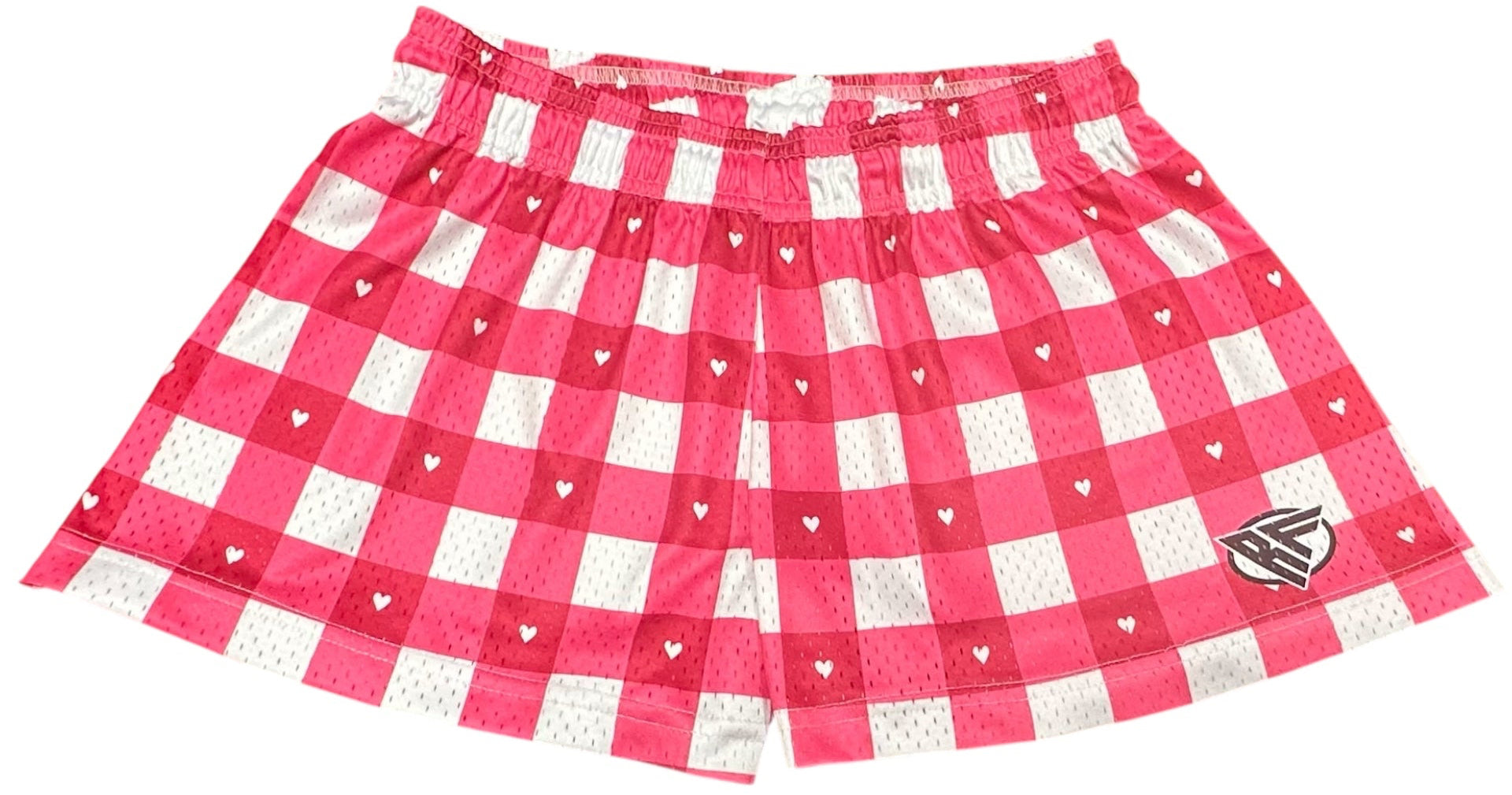 RF-Wear Women's Checkered Heart Shorts in White & Pinks