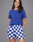 RF-Wear Women's Checkered Shorts - Blue/White