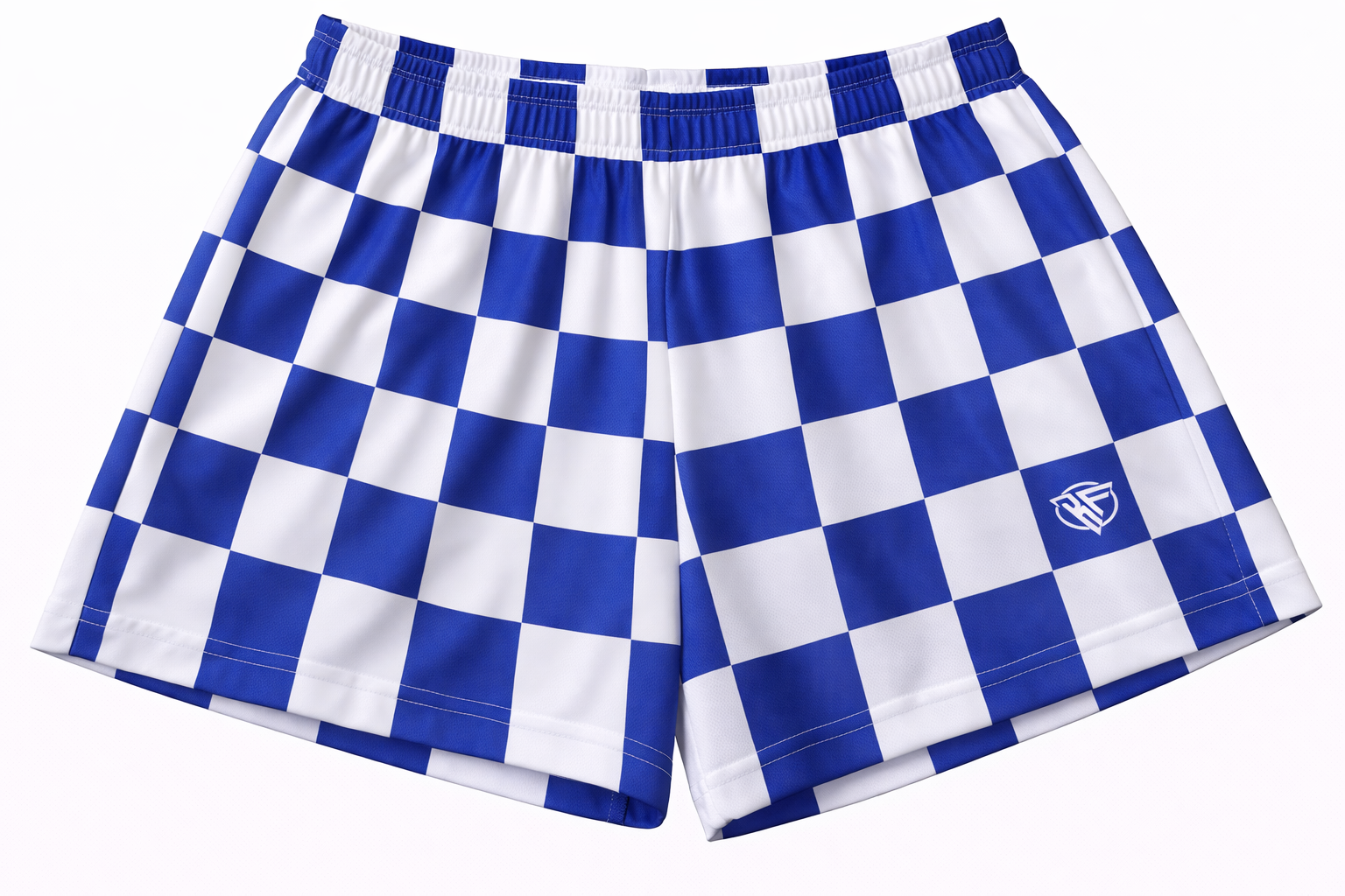 RF-Wear Women's Checkered Shorts in Blue/White