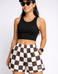 RF-Wear Women's Checkered Shorts - Mocha/Cream