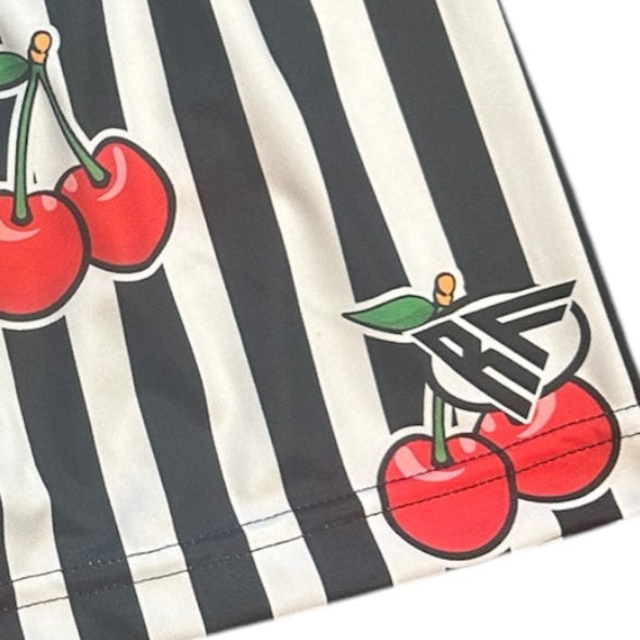 RF Wear Women&#39;s Cherry Stripe Shorts - Black/White/Red