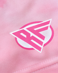 Close-up of RF-Wear Women's Cloud Shorts in Pink with RF logo