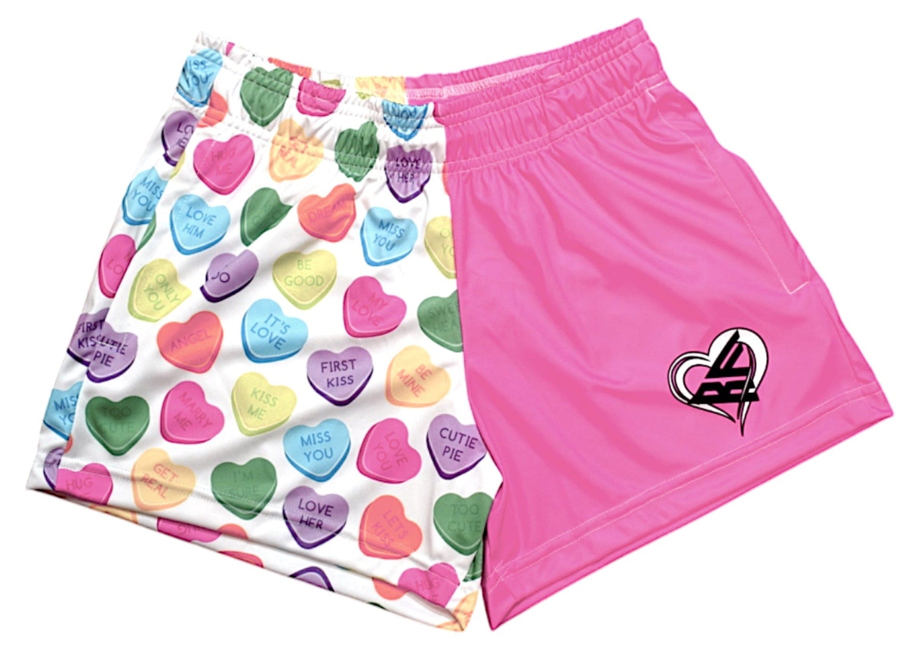 RF-Wear Women's Convo Heart Split Shorts in Pink