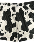 RF-Wear Women's Animal Print Shorts - Cow in Black/White 