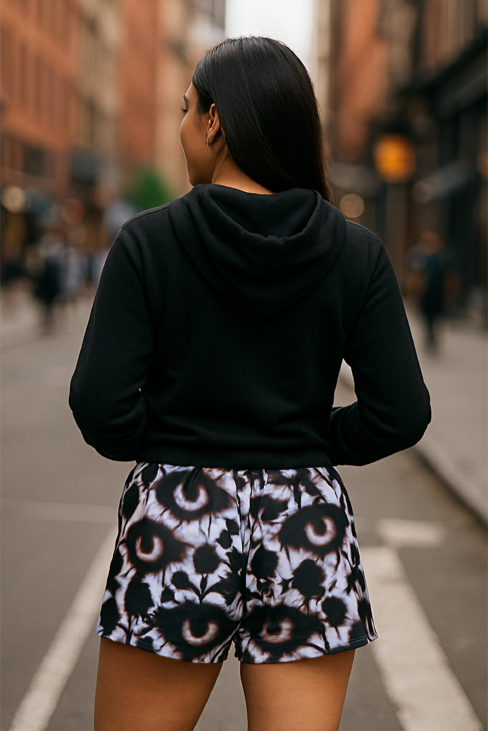 RF Wear Women&#39;s Creepy Garden Shorts - Twilight/Black - Model Back View