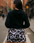 RF Wear Women's Creepy Garden Shorts - Twilight/Black - Model Back View