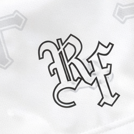 Close-up of RF-Wear Women's Cross 2.0 Shorts in White with RF logo