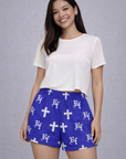 Woman wearing RF-Wear Women's Cross Shorts in Blue