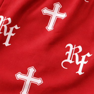 Close-up of RF-Wear Women's Cross Shorts in Red