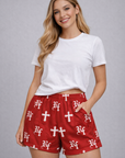 Woman wearing RF-Wear Women's Cross Shorts in Red