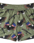 RF-Wear Women's Eagle, Flags, Guns Shorts in Military Green