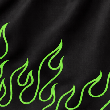 Close-up of RF-Wear Women's Fire Shorts in Green