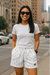 RF Wear Women's Flame Pocket Shorts - White/Grey - Model Front View