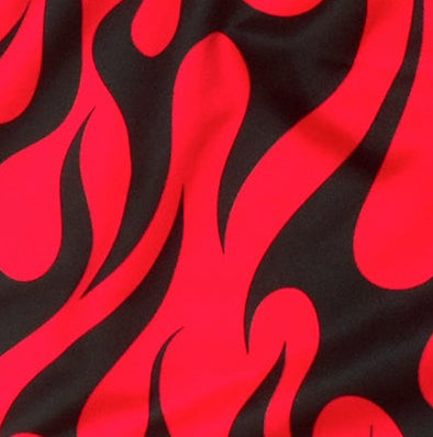 Close-up of RF-Wear Women's Flame Shorts in Black/Red