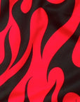 Close-up of RF-Wear Women's Flame Shorts in Black/Red