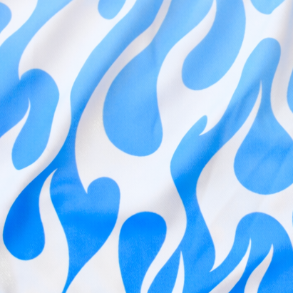 Close-up of RF-Wear Women's Flame Short in Blue/White