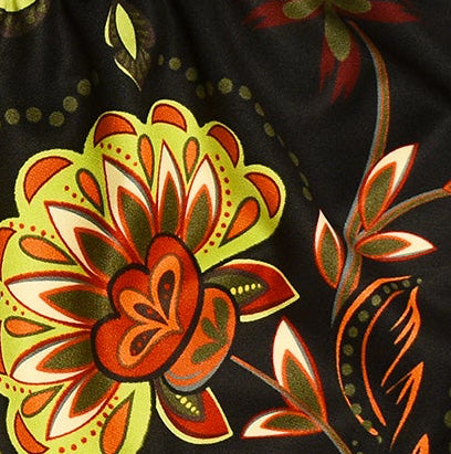 Close-up of RF-Wear Women's Floral 2.0 Shorts - Black/Yellow/Orange