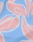 Close-up of RF-Wear Womens Floral Hawaiian Shorts in Blue/Pink