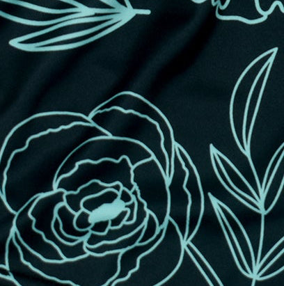 Close-up of RF-Wear Women's Floral Shorts in Black/Teal