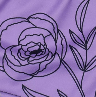 Close-up of RF-Wear Women's Floral Shorts in Lavender/Black 