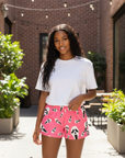RF Wear Womens Ghost Shorts - Pink - Model Front View