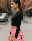 RF Wear Women's Ghost Shorts - Pink - Model Side View
