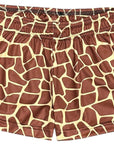RF-Wear Women's Animal Print Shorts - Giraffe in Brown/Yellow 
