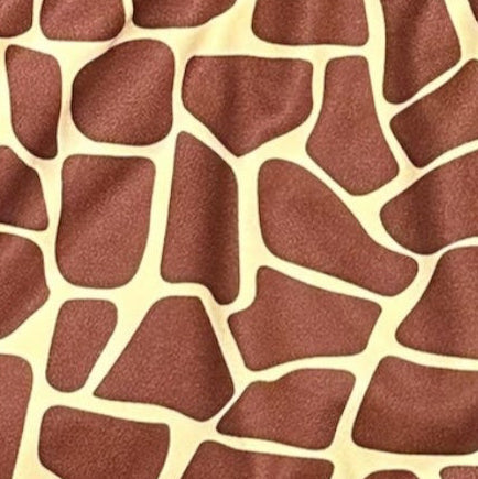 Close-up of RF-Wear Women's Animal Print Shorts - Giraffe in Brown/Yellow 