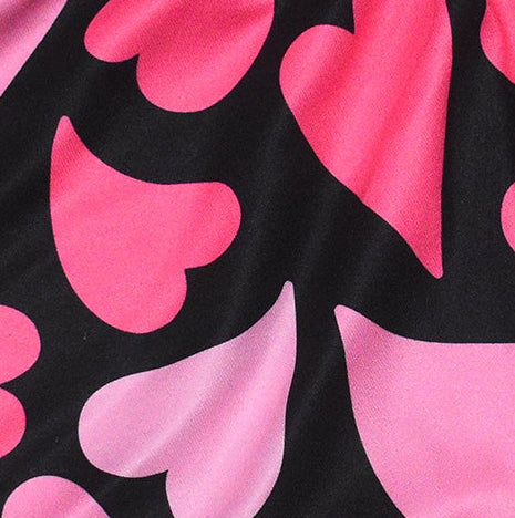 Close-up of RF-Wear Women's Heart Shorts in Black/Pink